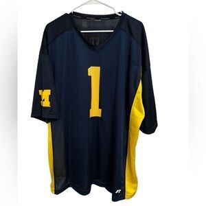 Vintage Russell Michigan Wolverines Jersey Blue Yellow Size Large